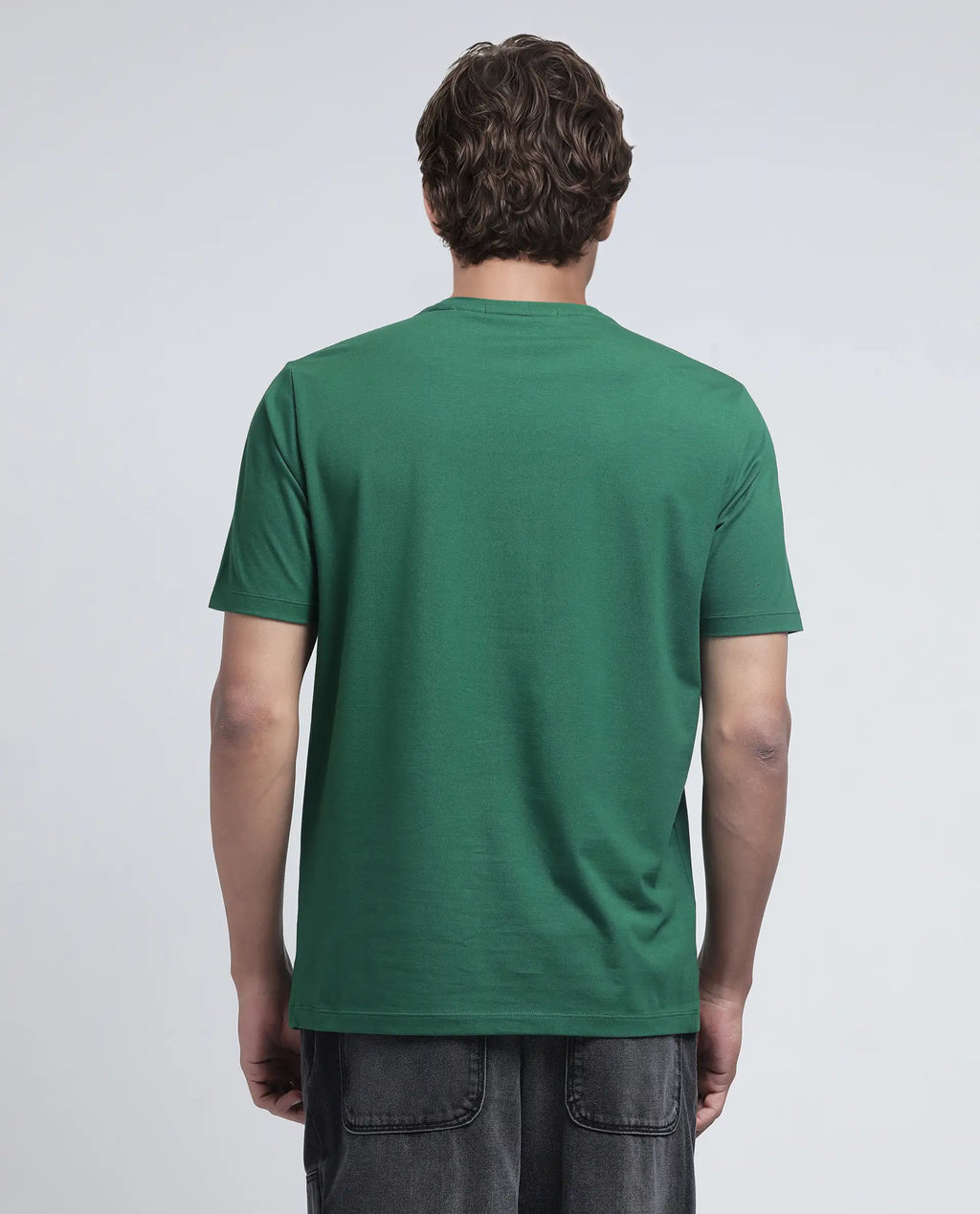 Rare Rabbit Men's Tig Olive Cotton Blend Graphic Print Regular Fit Half Sleeve Crew Neck T-Shirt
