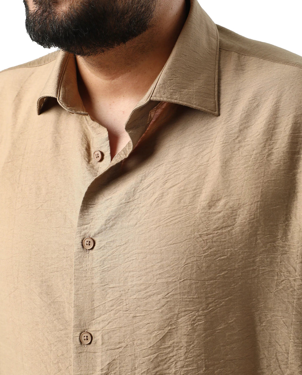Rare Rabbit Men Torin Big Pastel Brown Viscose Blend Fabric Half Sleeve Spread Collar Button Closure Plain Shirt