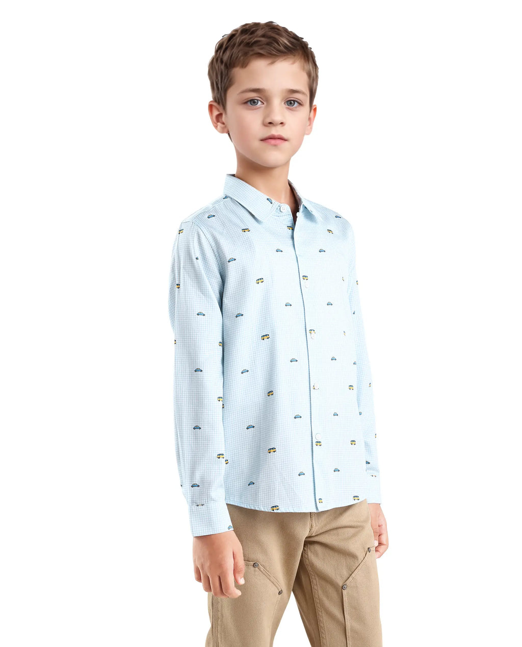 Rare Ones Kids Traf Light Blue Cotton Printed Button Closure Regular Fit Shirt