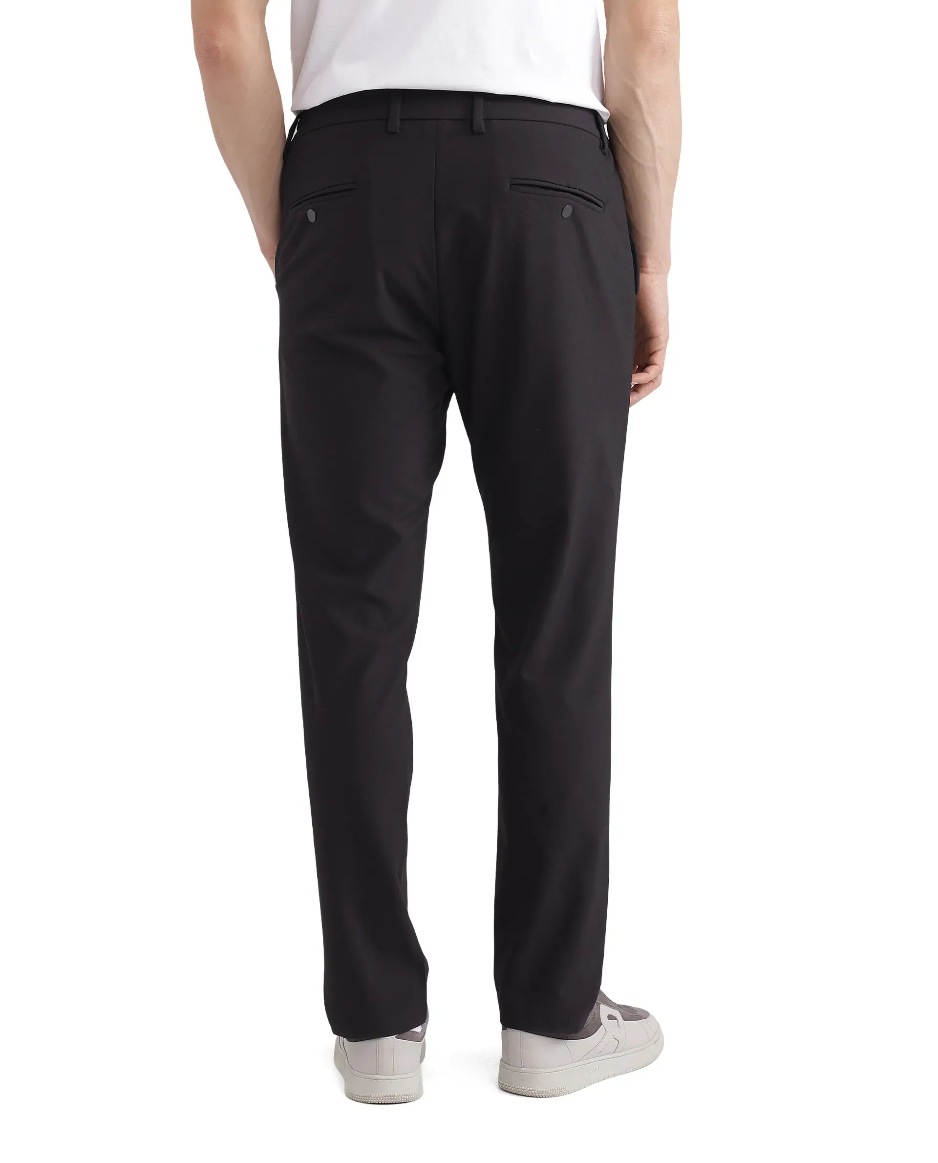 Rare Rabbit Men's Travel-26 Dark Brown Polyester Blend Plain Regular Fit Trouser