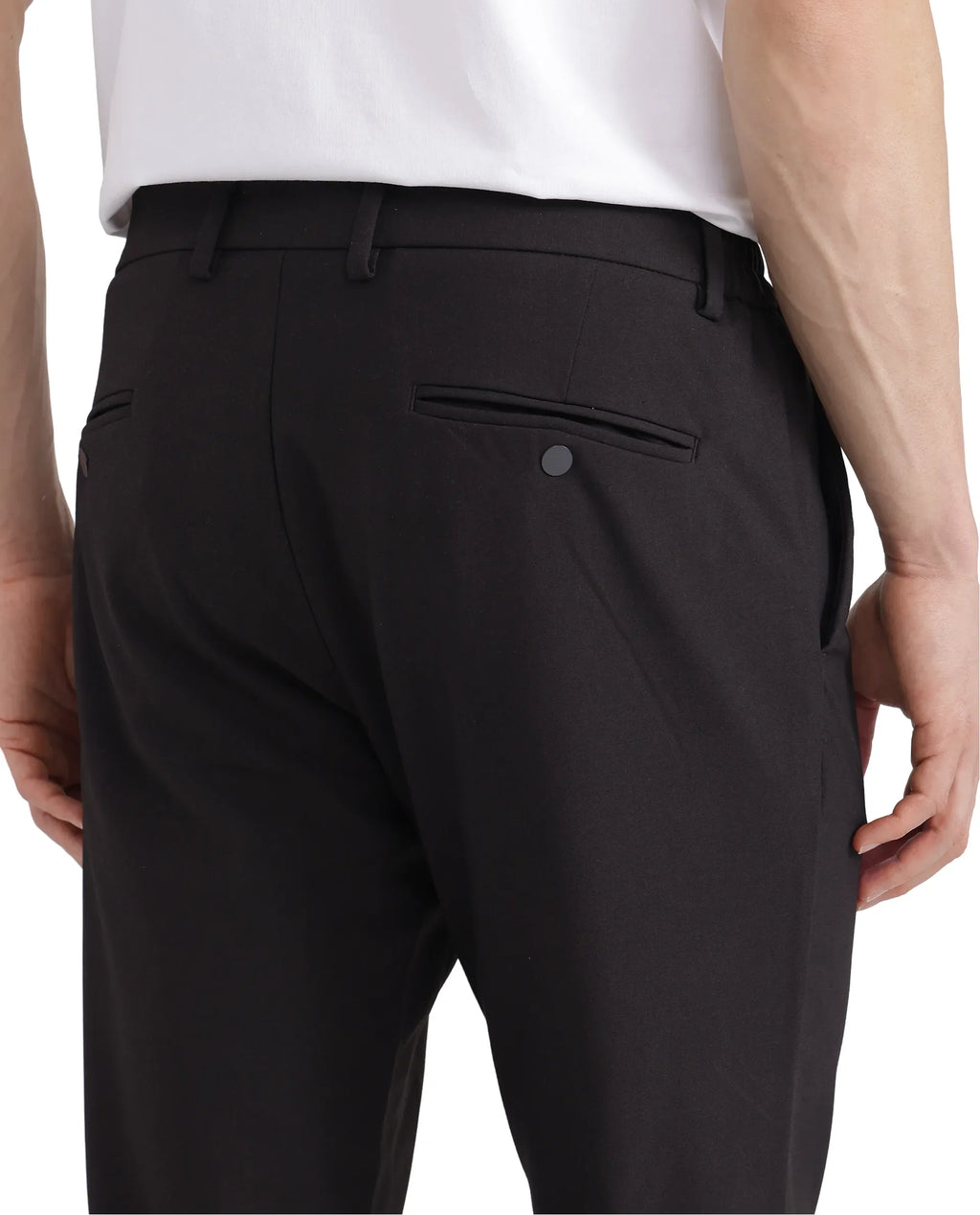 Rare Rabbit Men's Travel-26 Dark Brown Polyester Blend Plain Regular Fit Trouser