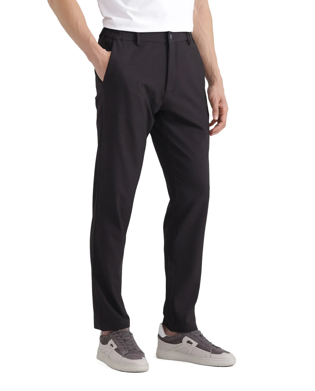 Rare Rabbit Men's Travel-26 Dark Brown Polyester Blend Plain Regular Fit Trouser