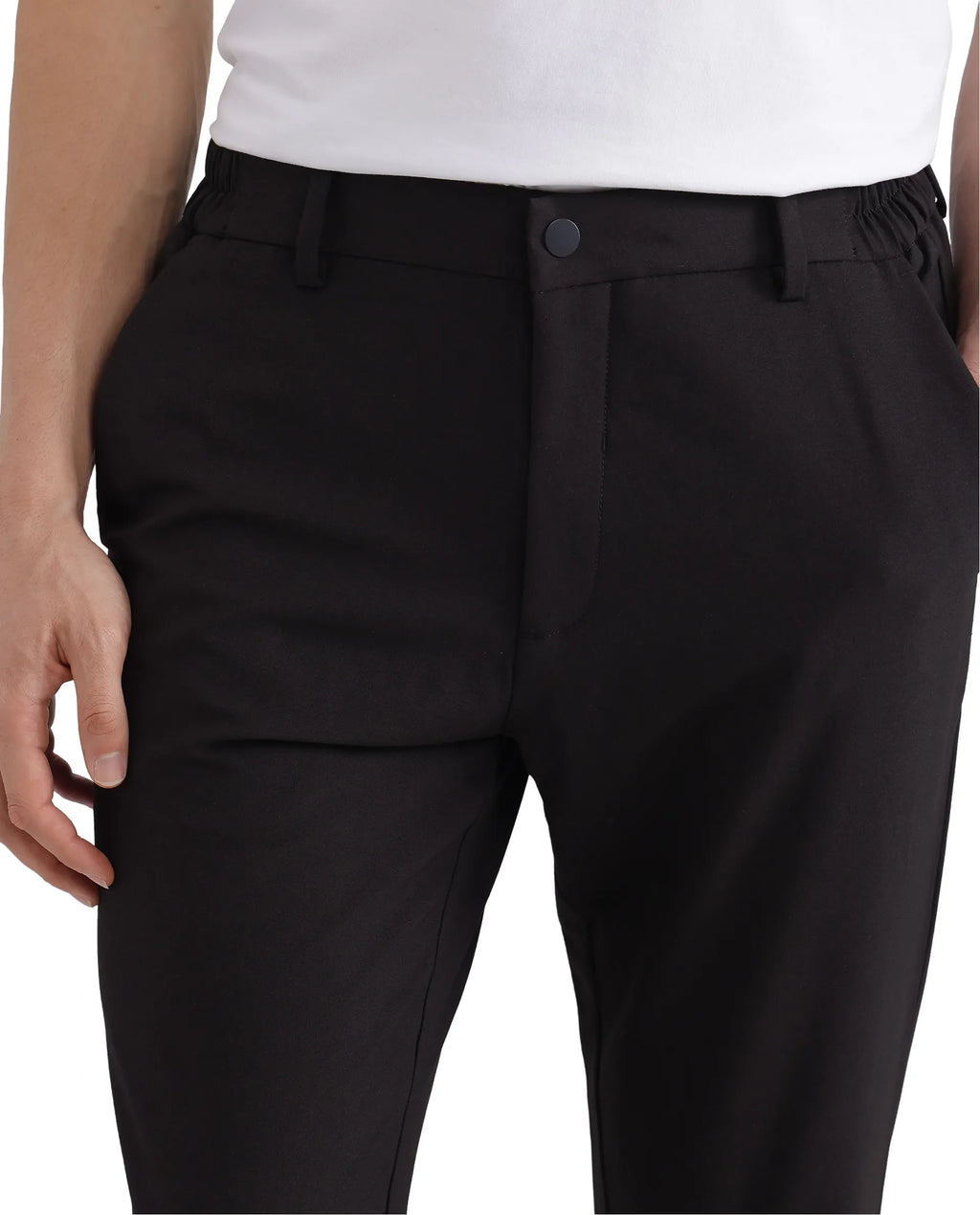 Rare Rabbit Men's Travel-26 Dark Brown Polyester Blend Plain Regular Fit Trouser
