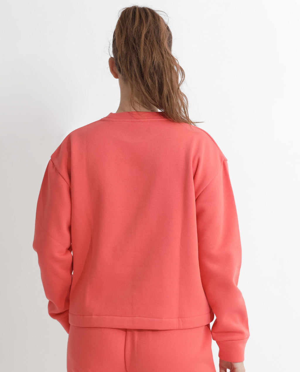 Rareism Women's Tupino Orange Polyester Blend Crew Neck Plain Cuffed Sleeve Relaxed Fit Sweatshirt