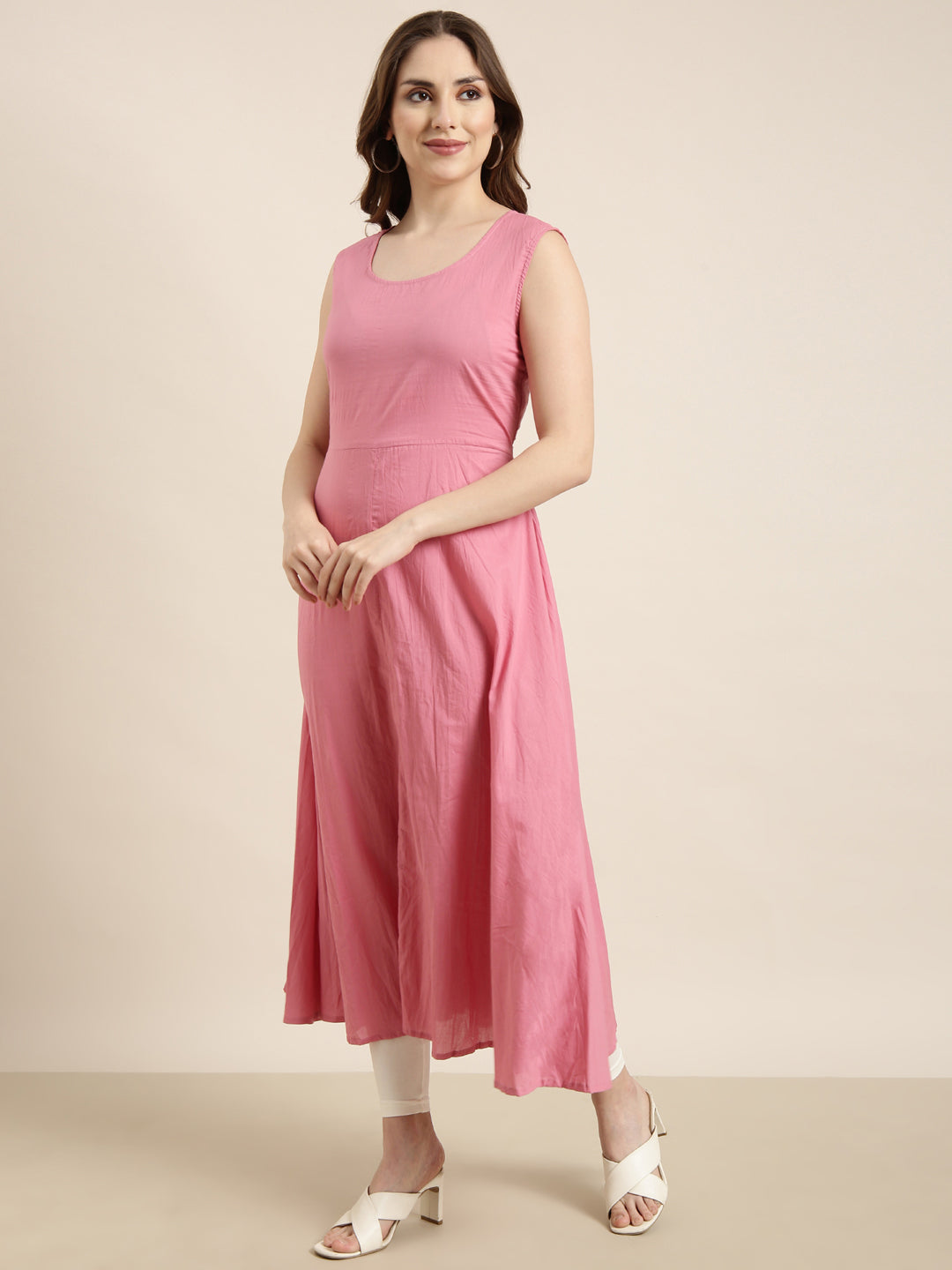Women's Anarkali Pink Embellished Kurta Sets with Dupatta & Inner Lining
