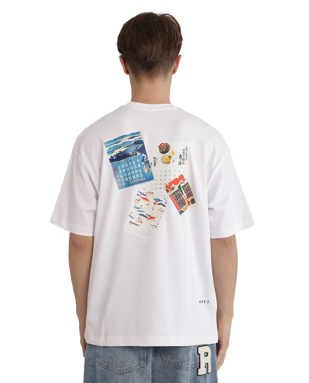 Rare Rabbit Men's Voy White Cotton Graphic Print Oversized Fit Half Sleeve Crew Neck T-Shirt