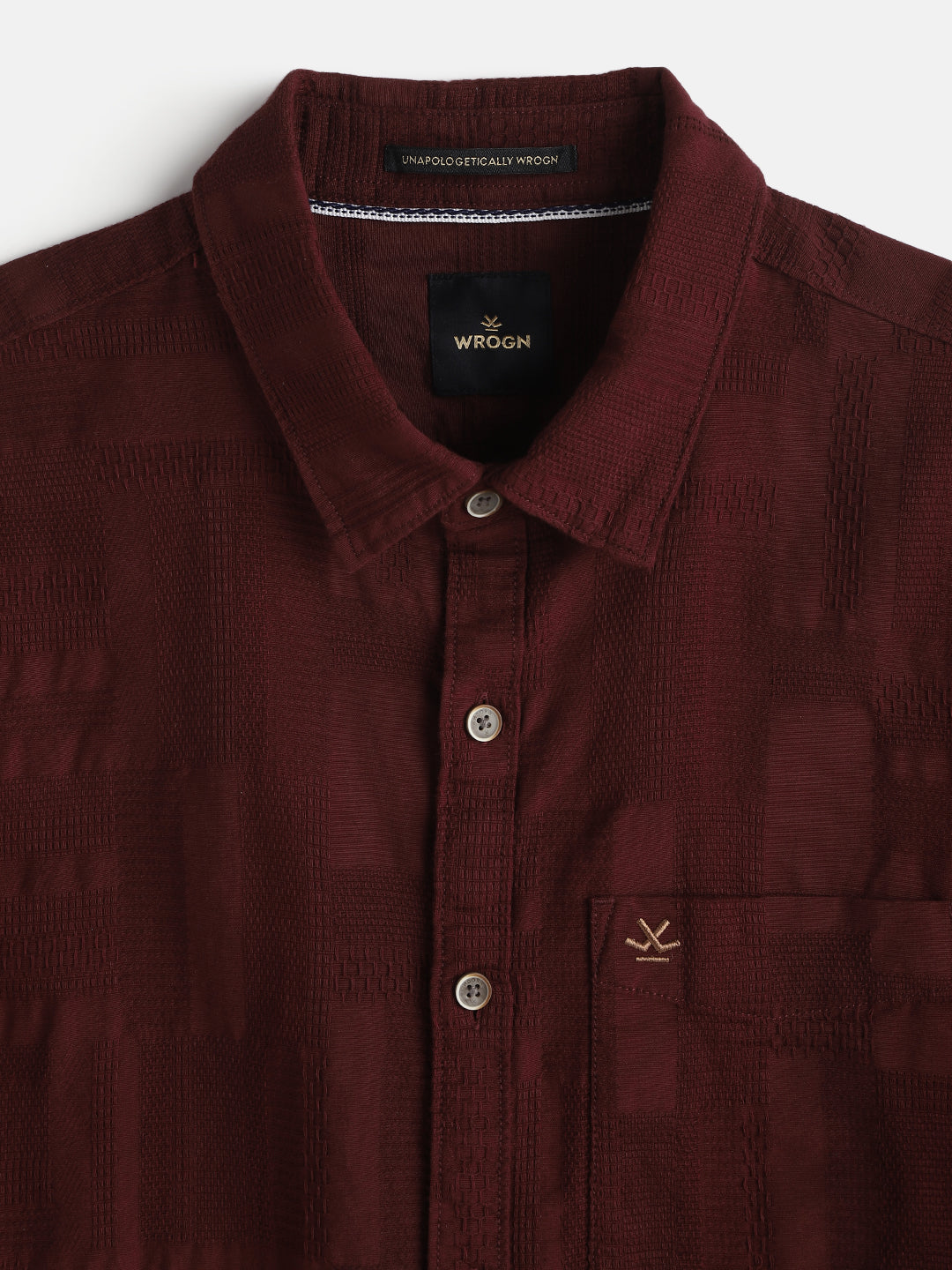 Textured Pure Cotton Shirt | Maroon