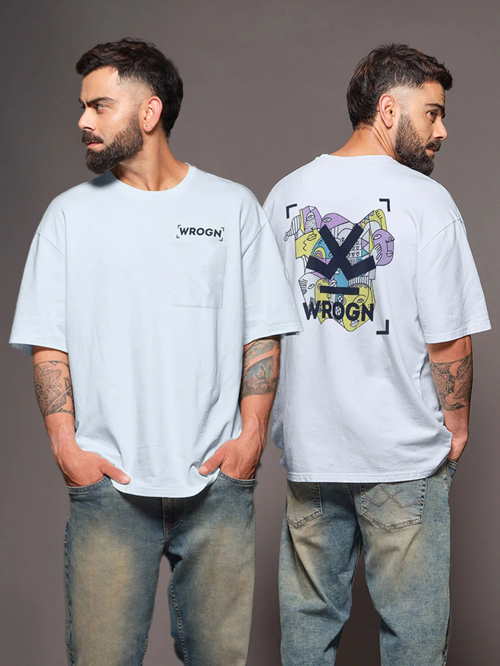 Heavy GSM Back Printed T-Shirt | Blue