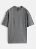 Honeycomb Textured Knit Crew Neck Pullover In Oversized Fit  |  Grey