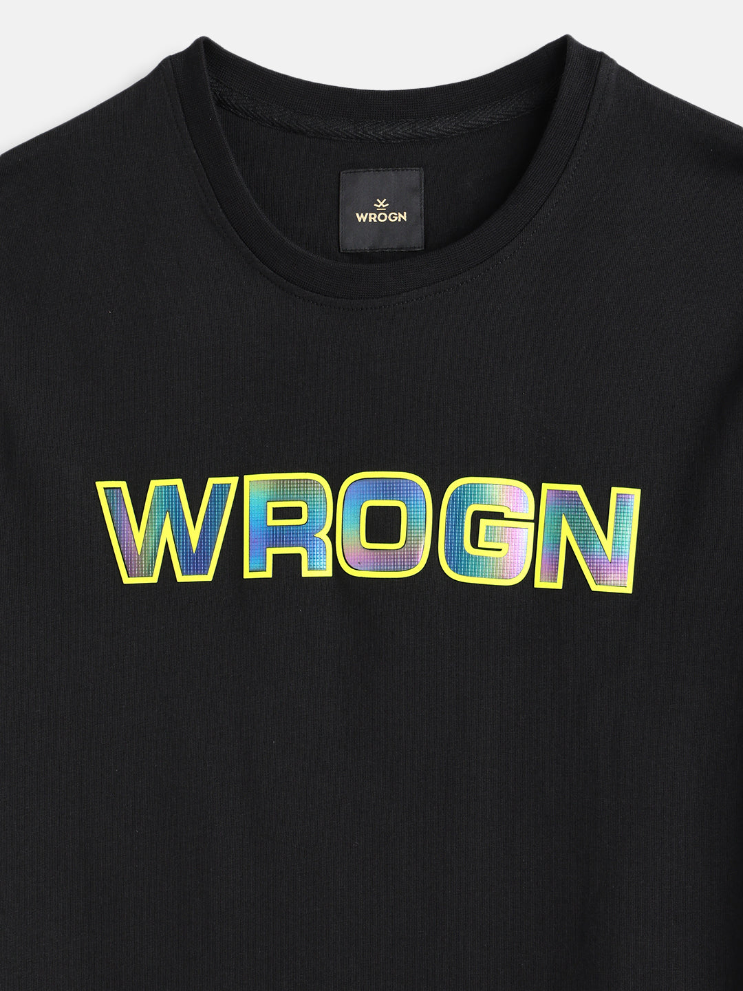 Holographic Transfer Brand Carrier Crew Neck T-Shirt  |  Black