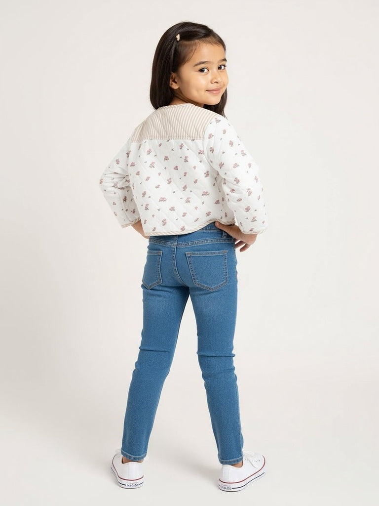 HOP Kids Beige Printed Cotton Jacket