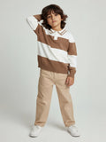 HOP Kids Brown Colour-Blocked Cotton Polo Sweater