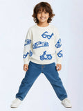 HOP Kids Off-White Printed Cotton Sweater