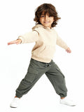 HOP Kids Olive Solid Mid-Rise Cotton-Blend Joggers