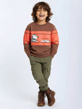 HOP Kids Brown Printed Cotton-Blend Sweatshirt