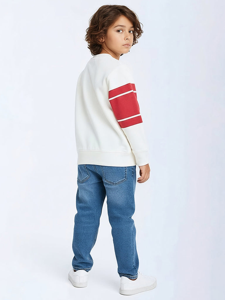HOP Kids Off-White Striped Cotton-Blend Sweatshirt