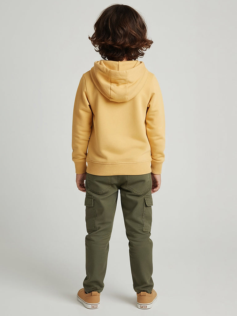 HOP Kids Mustard Teddy Pattern Hoodie