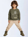 HOP Kids Olive Embroidered Cotton-Blend Sweatshirt