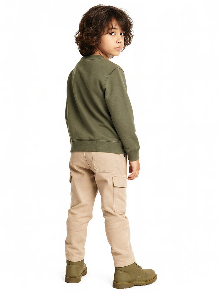 HOP Kids Olive Embroidered Cotton-Blend Sweatshirt