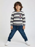 HOP Kids Grey Striped Cotton Sweatshirt