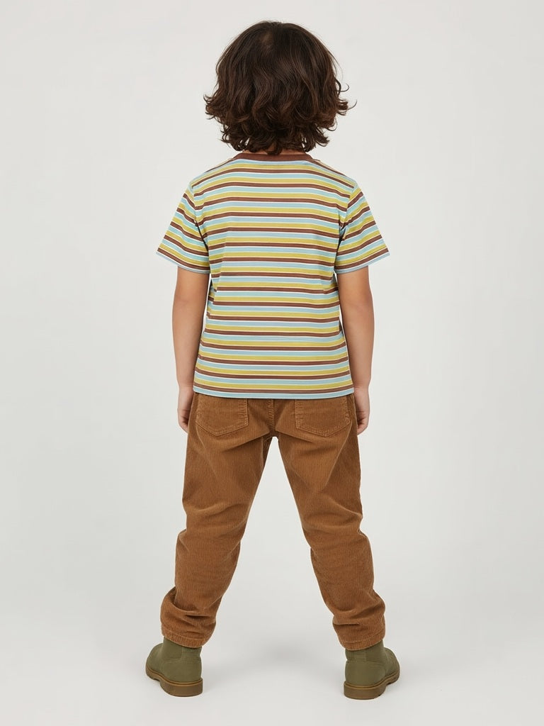 HOP Kids Multicolour Striped Cotton T-Shirt