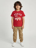 HOP Kids Red Embossed Cotton T-Shirt