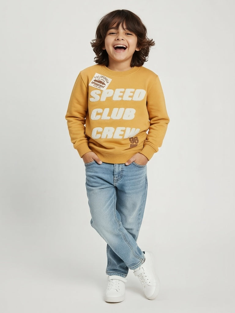 HOP Kids Yellow Typographic Cotton-Blend Sweatshirt