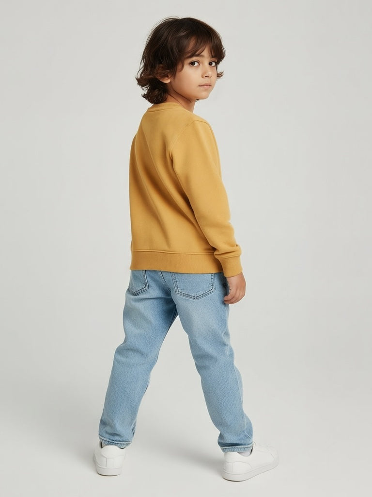 HOP Kids Yellow Typographic Cotton-Blend Sweatshirt