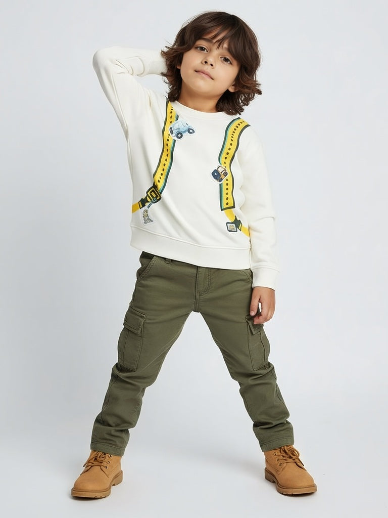 HOP Kids Off-White Printed Cotton-Blend Sweatshirt