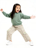 HOP Kids Beige Cargo-Style High-Rise Trousers