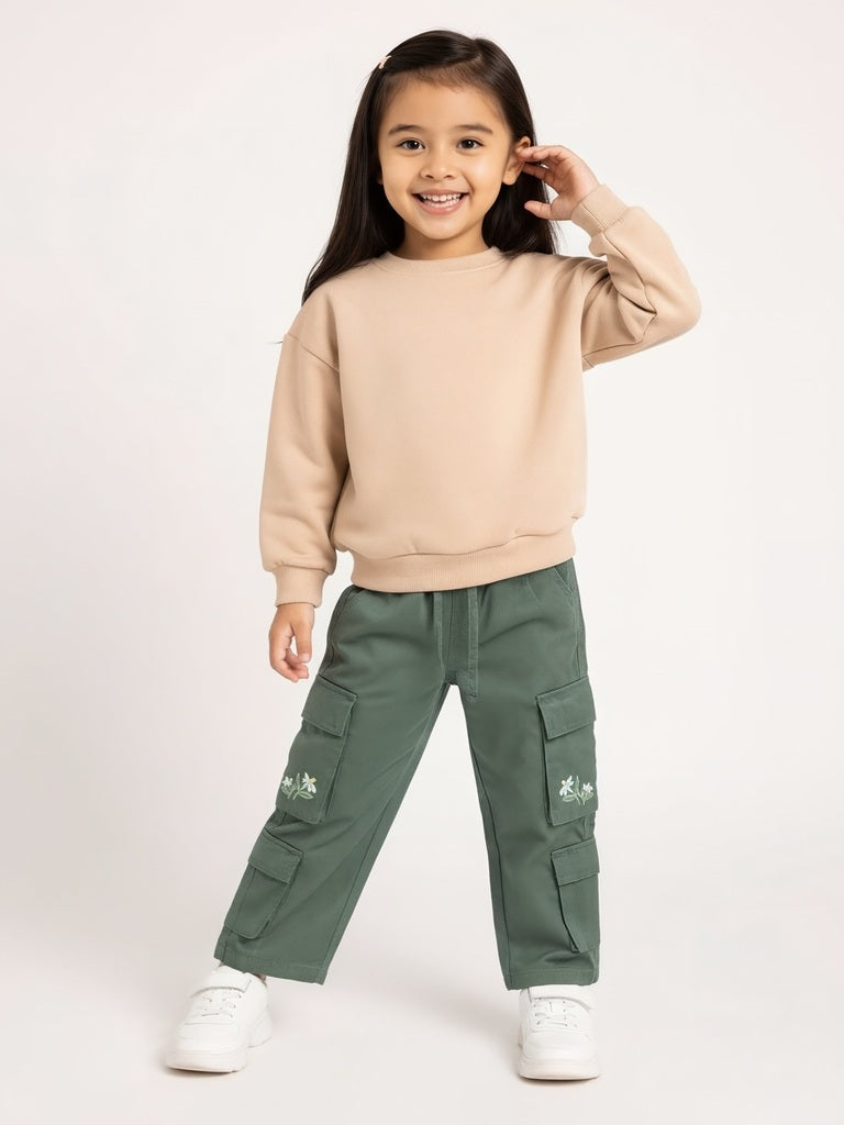 HOP Kids Sage Cargo-Style High-Rise Trousers