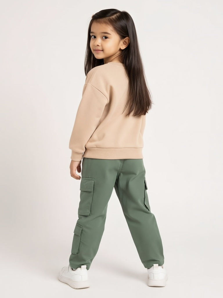 HOP Kids Sage Cargo-Style High-Rise Trousers