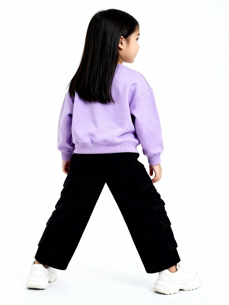 HOP Kids Black Cargo-Style High-Rise Trousers