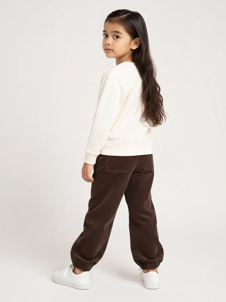 HOP Kids Dark Brown Mid-Rise Corduroy Joggers