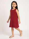 HOP Kids Red Knit-Textured A-Line Dress