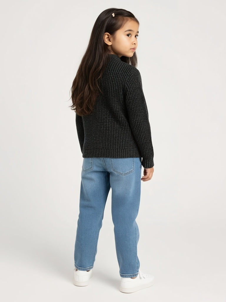 HOP Kids Charcoal Knit-Textured Sweater