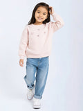 HOP Kids Light Pink Floral Applique Cotton-Blend Sweatshirt