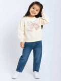 HOP Kids Cream Bow-Detailed Cotton-Blend Sweatshirt