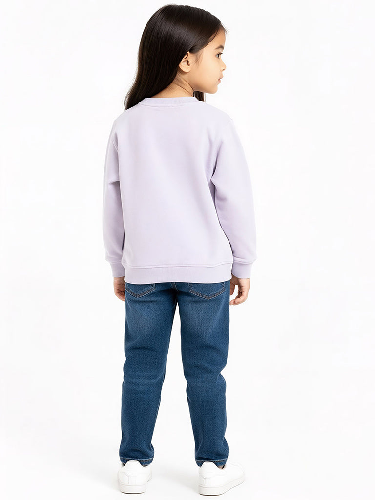 HOP Kids Lilac Embroidered Cotton-Blend Sweatshirt
