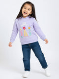 HOP Kids Lilac Floral Applique Cotton-Blend Hoodie