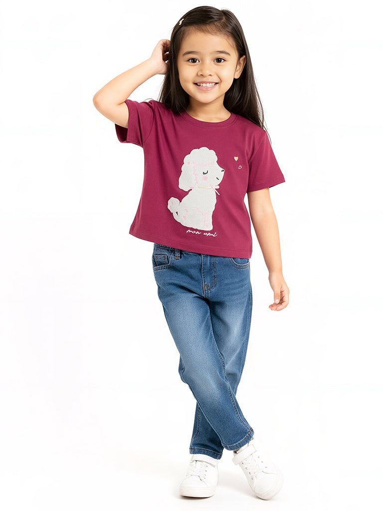 HOP Kids Red Animal Design Cotton T-Shirt