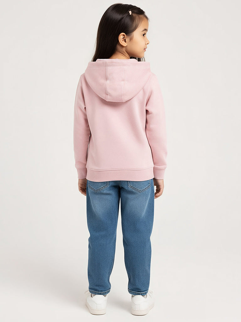 HOP Kids Pink Butterfly Applique Cotton-Blend Hoodie