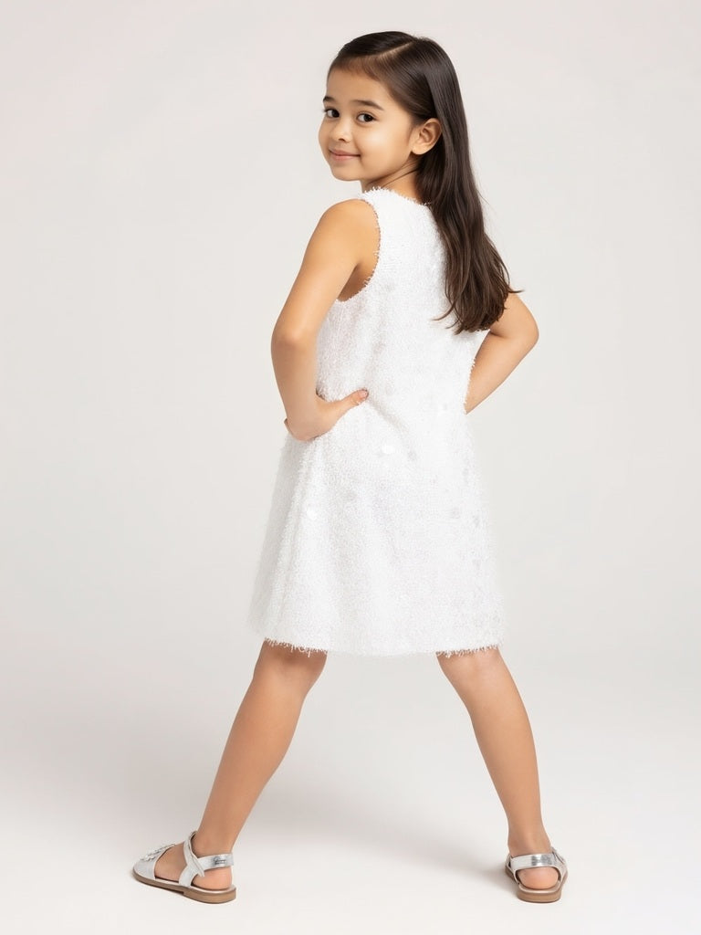HOP Kids White Embellished Party Dress
