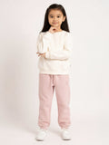 HOP Kids Pink Solid High-Rise Cotton-Blend Joggers