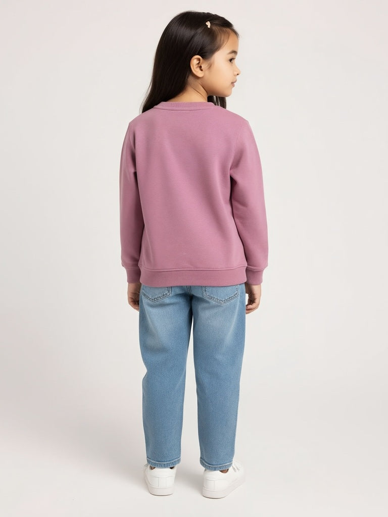 HOP Kids Dusty Pink Animal Printed Cotton-Blend Sweatshirt