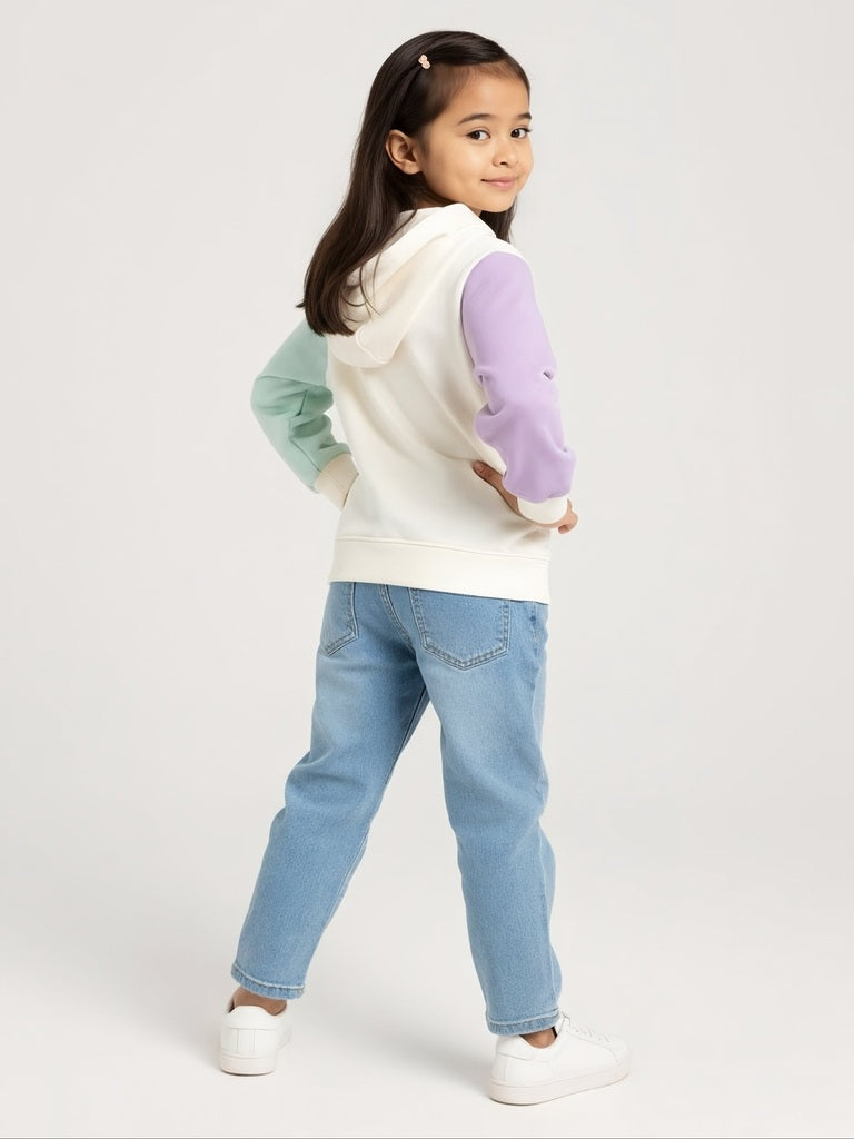 HOP Kids Off-White Colour-Blocked Hoodie