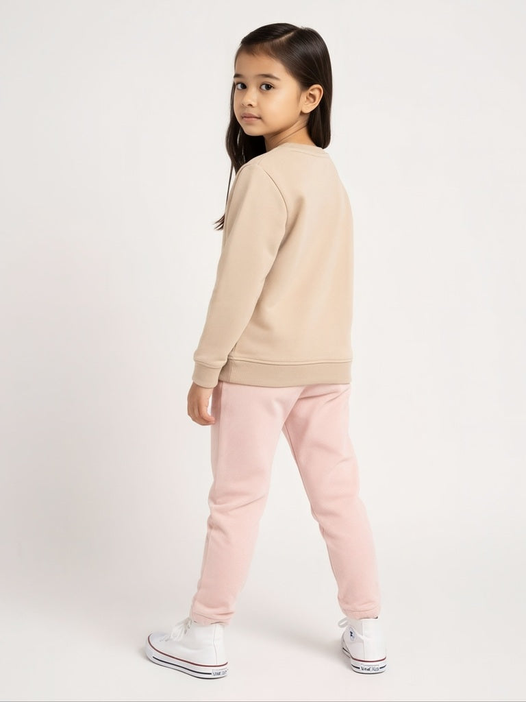 HOP Kids Beige Embroidered Cotton-Blend Sweatshirt