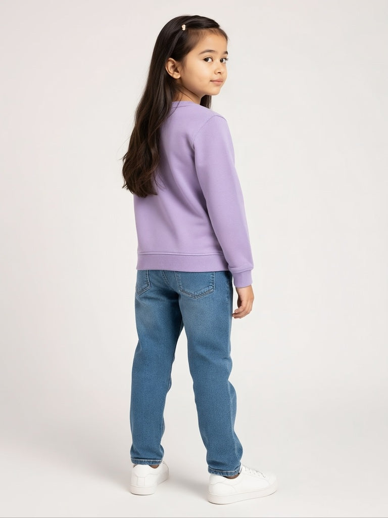 HOP Kids Lilac Text Design Cotton-Blend Sweatshirt