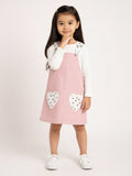 HOP Kids Pink Corduroy Pinafore with T-Shirt Set