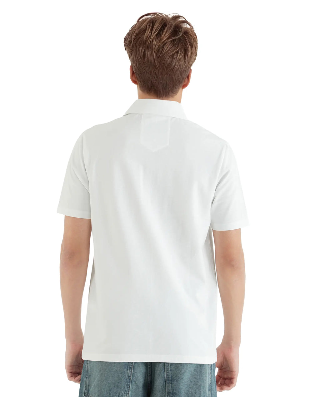 Rare Rabbit Men's Zeni White Cotton Plain Regular Fit Half Sleeve Polo
